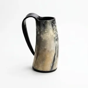 Jarra de cuerno con forma natural, pulida, decoración rústica para el hogar, artesanía duradera, estilo vikingo medieval auténtico, hecha a mano con cuerno natural. - Product Image 5
