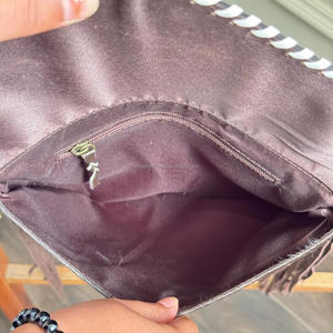 Bolso bandolera con flecos de gran capacidad de piel de vaca mecanizada a mano y tarjetero, conjunto combinado de 2 piezas para mujer - Product Image 6