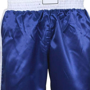Pantalones Cortos de Boxeo Azules para Hombre al por Mayor con Cintura Blanca, Rayas Laterales, Ajuste Holgado, Transpirables, de Secado Rápido, Bordado 3D, Artes Marciales - Product Image 4