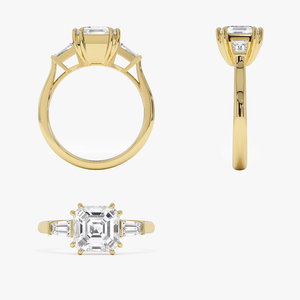 Bague de fiançailles classique en or jaune avec diamant taille Asscher de 2,35 carats, sertie à griffes, bijoux fins pour femme - Product Image 2