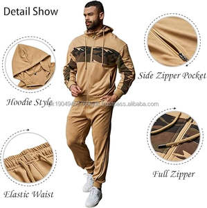 Sweats à capuche et pantalons de survêtement thermiques en coton pour hommes Bas de survêtement athlétique pour les activités de plein air d'hiver Sweatshirts à capuche - Product Image 5