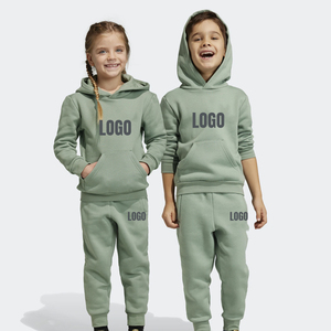 Ensemble deux pièces à capuche pour enfants, coupe slim, en coton, manches longues, style décontracté, collection automne - Product Image 1
