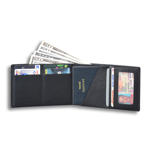 Premium Black Genuine Leather Men's <b>RFID</b> <b>Blocking</b> <b>Wallet</b> Chain Open Closure Waterproof Card Holder Bifold <b>Wallet</b> Daily Use - Product Image 4