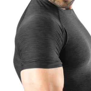 T-shirt de compression noir personnalisé pour homme, séchage rapide, entraînement en salle de sport, course à pied, fitness, athlétique, manches courtes, performance - Product Image 5