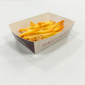 French Fries Boat Shape Disposable Eco-Friendly Biodegradable Kraft Paper Food Grade Restaurant Food Tray with Custom Logo - Product Image 4
