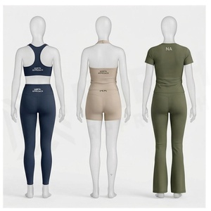 North Approach 2 Piece Yoga Set High Waist Full Length Solid Color Sportswear Women's Activewear Breathable Seamless Design - Product Image 2