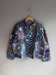 Chaqueta Acolchada Floral para Mujer, Cuello Mao, Manga Larga, Otoño, Largo Regular, Estampada, Relleno de Poliéster, Forro de Algodón, REGALO - Product Image 1
