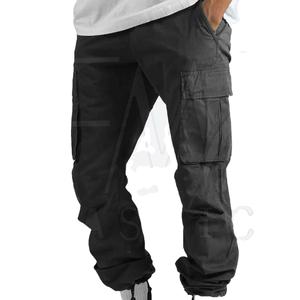 กางเกงคาร์โก้ผ้าฝ้ายหลายกระเป๋าสำหรับผู้ชายกางเกงคาร์โก้ขายาวและกางเกงขายาวผ้าแคนวาสสำหรับ100% - Product Image 1