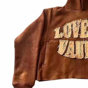 Sweat à capuche homme personnalisé avec logo, en coton mélangé épais, coupe décontractée, imprimé et vieilli, idéal pour l'hiver (ODM) - Product Image 5