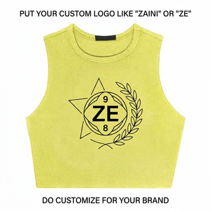 220 GSM Premium Cotton Jersey Light Yellow Crop <b>Top</b> Shirt Slim Fit Breathable Anti-Wrinkle Women's Custom Digital Print 3D - Product Image 1