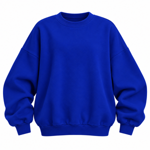 เสื้อสเวตเชิ้ตคอกลมทรงหลวมสีน้ำเงินรอยัลแบบสั่งทำพิเศษสำหรับผู้หญิง ขายส่ง แบรนด์ส่วนตัว ผู้ผลิตเสื้อผ้าในสหรัฐอเมริกา สหราชอาณาจักร ยุโรป - Product Image 4