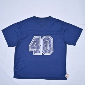 เสื้อเจอร์ซีย์คอวีแขนสั้นสีน้ำเงินสำหรับผู้ชาย พิมพ์ลายหมายเลข 40 ด้วยเทคนิคฮีททรานเฟอร์ ขายส่ง ระบายอากาศได้ดี สไตล์สปอร์ต แห้งเร็ว ทรงปกติ - Product Image 5