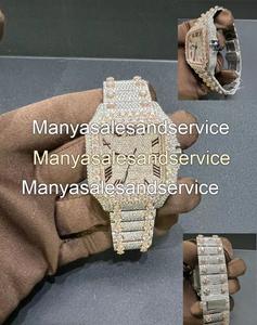 Relojes de Lujo para Hombre, con Esfera Cuadrada de Acero Inoxidable, Completamente Adornados con Diamantes de Imitación VVS Blancos, Estilo Hip Hop - Product Image 5