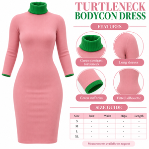 Vêtements en tricot pour femmes sur mesure Alpha |   Kapa |   Robe pull longue à col roulé 100 % acrylique Alpha Sorority, accessoires grecs - Product Image 5
