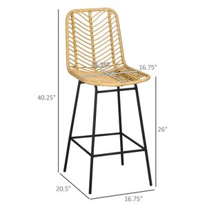 Juego de Cuatro Taburetes de Bar de Ratán Amarillo con un Taburete para Cada Área de Comedor y Bar - Product Image 6