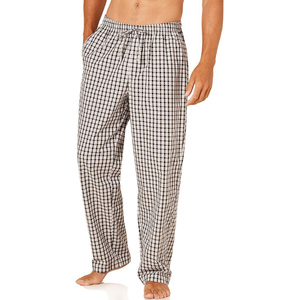 100% Cotton Made Night <b>Pajamas</b> Male Clothing Nightwear Plaid Design Printed Trouser Adjustable Waist <b>Check</b> Flannel <b>Pajama</b> - Product Image 1