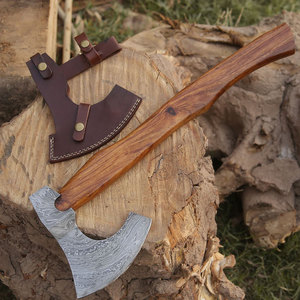 Hache en acier Damas de qualité supérieure, tête fabriquée à la main, manche en bois naturel, outil traditionnel pour l'extérieur - Product Image 4