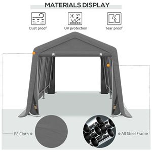 Tettoia Portatile 20x10ft per Auto, Resistente, con Copertura Anti-UV, Porta con Doppia Cerniera, Stile Semplice, Tipo Garage - Product Image 4