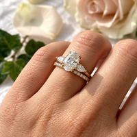 Bague de fiançailles à trois pierres en diamant ovale cultivé en laboratoire certifié IGI de 2,5 carats, or 14 carats, E-F VVS-VS, diamant ovale latéral, bague de mariée