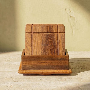 Ensemble de sous-verres carrés en bois résistants à la chaleur, style Wabi Sabi, pour la décoration de table et de salle à manger - Product Image 6