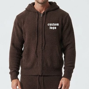 Ensemble de survêtement marron personnalisé pour homme, avec capuche, manches longues, fermeture éclair frontale, imprimé, pantalon décontracté avec poches latérales, idéal pour l'automne - Product Image 4