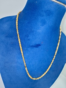 Chaîne en or massif 22 carats pour hommes et femmes, collier à maillons cylindriques en or jaune authentique, bijoux fins faits à la main en Inde, à porter au quotidien, cadeau - Product Image 2