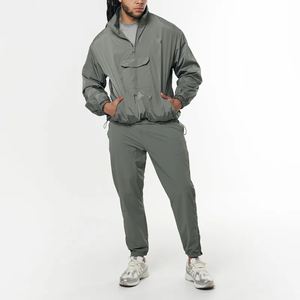 Chándal Gris para Hombre, Manga Larga, Media Cremallera, Estilo Deportivo, Ligero, Secado Rápido, Corte Regular, con Bolsillos Laterales, para Primavera - Product Image 1