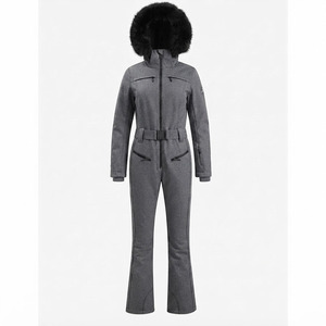 Combinaison de ski unisexe respirante en polyester imperméable et coupe-vent avec capuche en fourrure et ceinture, combinaison d'hiver pour activités de plein air - Product Image 4