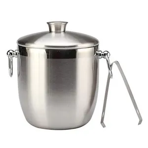 Elegant Metal Ice <b>Bucket</b> with Handle and Lid for Events and Outdoor Gatherings Keeps <b>Drinks</b> Chilled and Stylish - Product Image 1