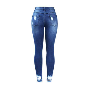 Best Selling Custom Logo High <b>Waist</b> Ripped Wide Leg <b>Jeans</b> Women Vintage Blue Distressed Denim Pants Denim <b>Jeans</b> - Product Image 3