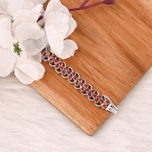 High Quality 925 Sterling Silver Garnet Tennis <b>Bracelet</b> Luxury Gemstone Jewelry for Unisex - Product Image 3