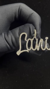 VVS Moissanite Custom Cursive Latter Pendant Hip Hop Pendant 925 Silver Iced Out Pendant Pass Diamond <b>Tester</b> Fashion Pendants - Product Image 3