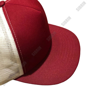 SIBRIN Custom Logo Unisex 6-Panel Baseball <b>Cap</b> Red Beige Mesh <b>Cap</b> Color Cotton Twill Fabric Premium Baseball Hat <b>Flat</b> Brim - Product Image 2