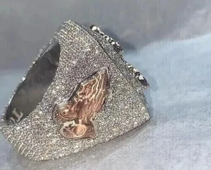 925 Sterling Silver VVS Round Brilliant Cut Moissanite Diamond Custom <b>Name</b> <b>Ring</b> Iced Out Hip Hop Luxury Statement <b>Ring</b> - Product Image 4