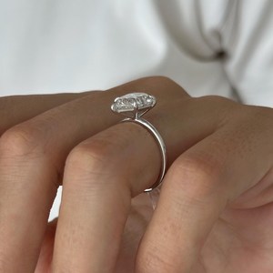 3 Carat Pear Cut Lab Grown Diamond Solitaire <b>Ring</b> , <b>Thin</b> Engagement <b>Ring</b> ,14k White Gold, IGI Certified - Product Image 2