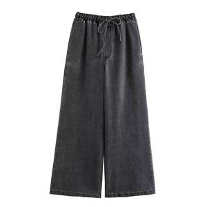 Conjunto de Pantalones Anchos de Cintura Alta y Camisa de Mezclilla Azul Tejida Informal para Mujer, Nueva Colección de Verano, Moda Femenina - Product Image 6