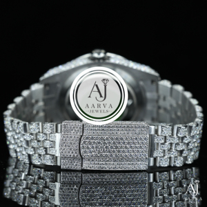 Diamond Inlay Mechanical Watch Stainless Steel Band Analog 18mm 28mm Round Dial Jewelry Style Silver Tone - Product Image 5