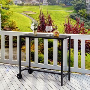 Tavolo da Bar da Esterno da 40 Pollici con Ruote, Rettangolare, Altezza Bancone Stretto per Balcone o Bar - Ricambio 92798956 - Product Image 3