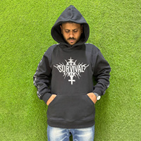 Sweat à capuche noir d'automne 400g en mélange polyester-coton, molleton tricoté respirant, impression DTF personnalisée