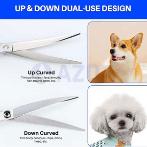 Ciseaux de toilettage professionnels incurvés pour animaux de compagnie avec lames affûtées, finition miroir et vis réglable pour la coupe des poils de chiens et de chats - Product Image 4