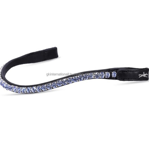 Elegante banda personalizada para cejas de caballo Cristales de primera calidad Diseños decorativos Elegante aspecto equino Banda para cejas de Carreras de Caballos de cuero - Product Image 1