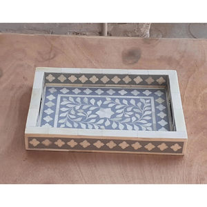 Bandeja Rectangular Decorativa con Incrustaciones de Hueso Rosa y Diseño Floral, Hecha a Mano con Artesanía Premium - Product Image 4