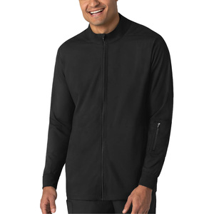 Blouse médicale unisexe noire à manches longues avec détection d'aiguilles et coutures invisibles pour le personnel hospitalier - Product Image 2