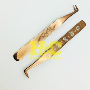 Pince à épiler pour extensions de cils en or rose, gravée au laser, en acier inoxydable, antidérapante, à pointe fine, durable, testée à la main, personnalisée - Product Image 4
