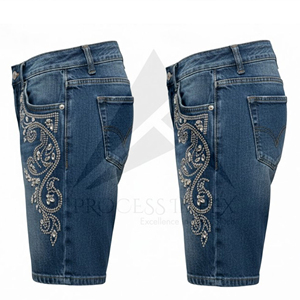 Custom Rhinestone Denim Shorts <b>Mens</b> Bling Crystal <b>Studded</b> Jean Shorts Streetwear Process Impex - Product Image 4
