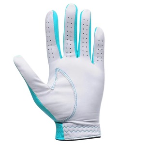 Gants de golf unisexes en cuir PU, respirants, avec fermeture auto-agrippante, blanc et vert sarcelle, pour droitier, équipement sportif pour les mains - Product Image 2