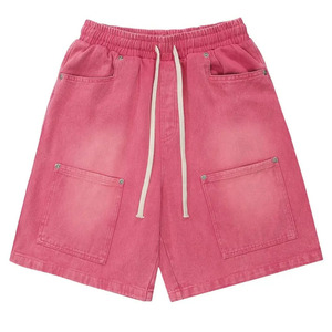 Men's Red Cotton <b>Canvas</b> Bermuda Shorts With Drawstring Waist And Pockets Casual Style and online sale - Product Image 2