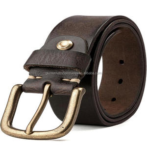 เข็มขัดลำลองหนังแท้สำหรับผู้ชายเข็มขัดหนังแท้สำหรับ100% ทำจากหนังอินเดียสีน้ำตาลชั้นเดียว - Product Image 2