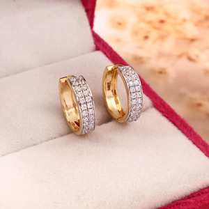 14K <b>solid</b> <b>Gold</b> Zircon Pave <b>Huggie</b> Hoop Earrings for Women Trendy Elegant Party Jewelry - Product Image 1