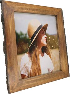 <b>Picture</b> <b>Frames</b> with Bark Edges, <b>Rustic</b> Wood Photo <b>Frame</b> for Tabletop or Wall Display, Natural Brown. - Product Image 5